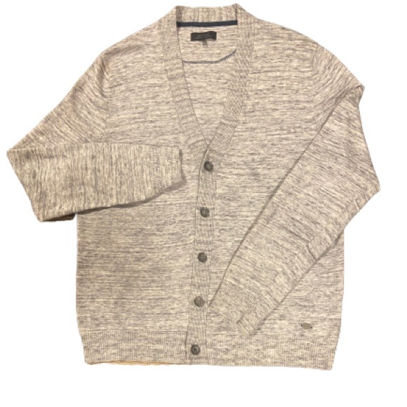 RW & CO Essentials grey/white blend v-neck button up cotton sweater size XL - Picture 1 of 5